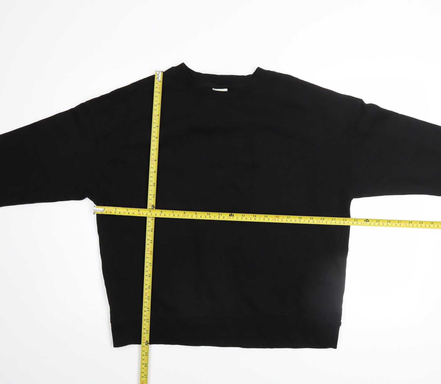 Pull&Bear Womens Black Cotton Crew Neck Pullover Sweatshirt M