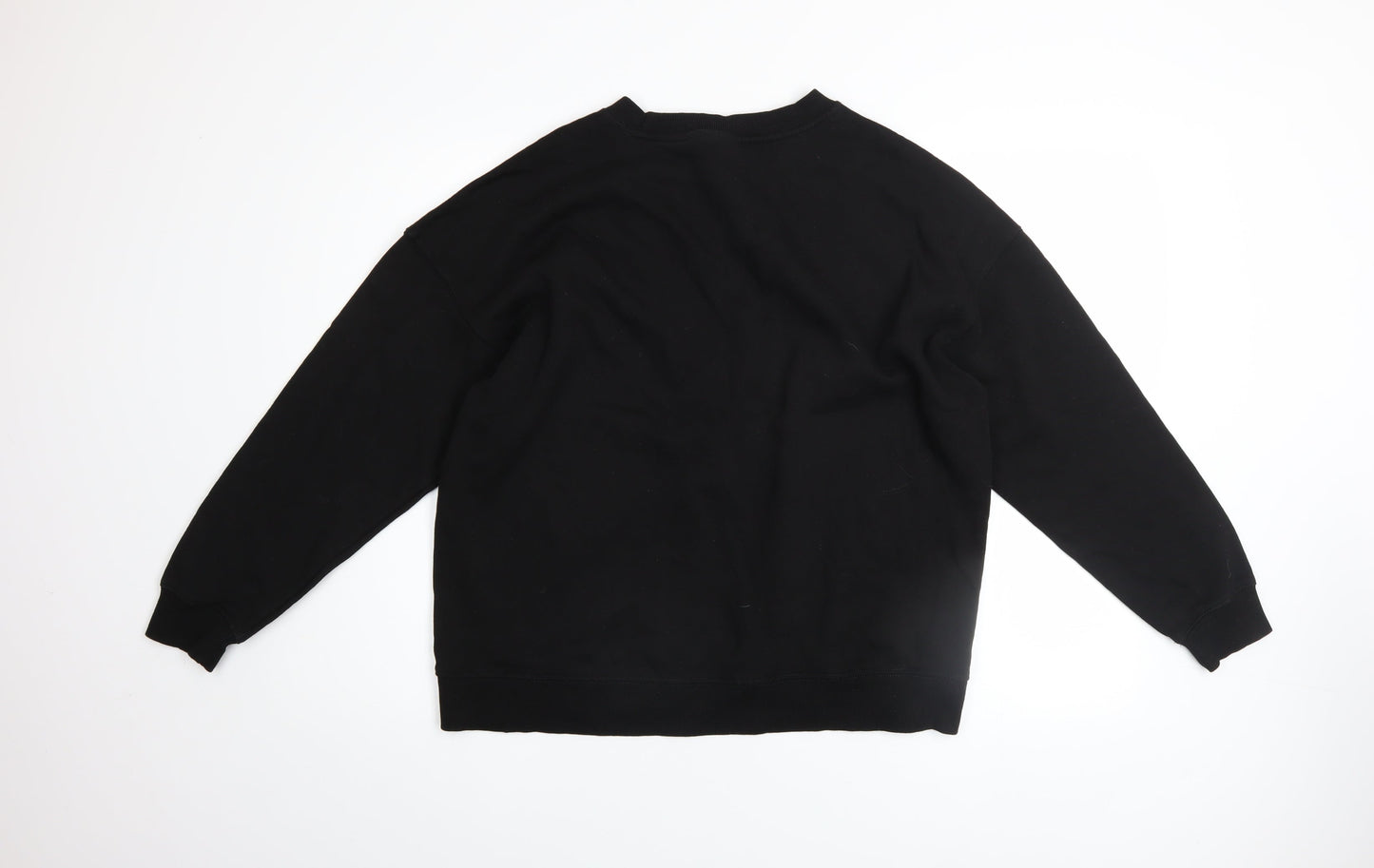 Pull&Bear Womens Black Cotton Crew Neck Pullover Sweatshirt M