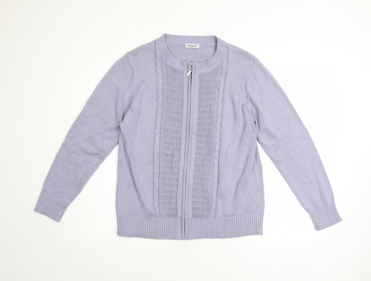 Damart Women's Blue Cotton Zip Knit Jacket Size 14/16