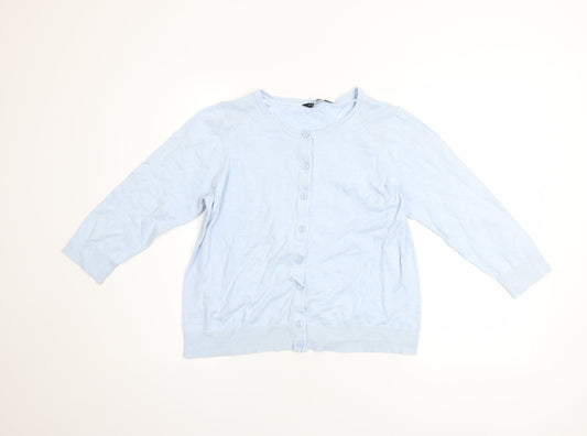 Dorothy Perkins Women's Blue Cotton Cardigan UK16 3/4 Sleeve