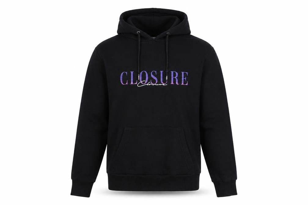 Closure London Men's Black Pullover Hoodie M Regular Fit Graphic Print