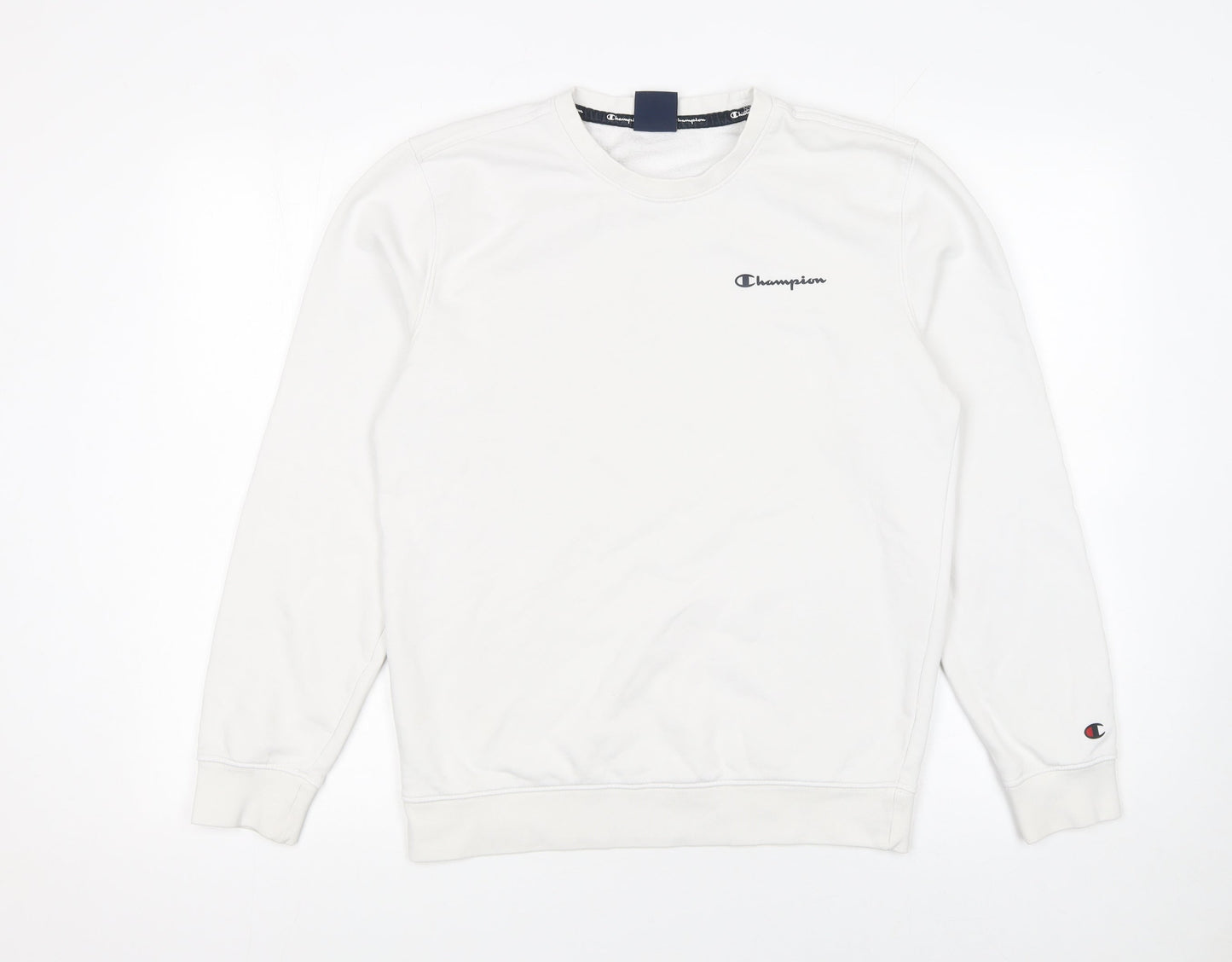 Champion Women's White Small Pullover Sweatshirt with Logo Detail