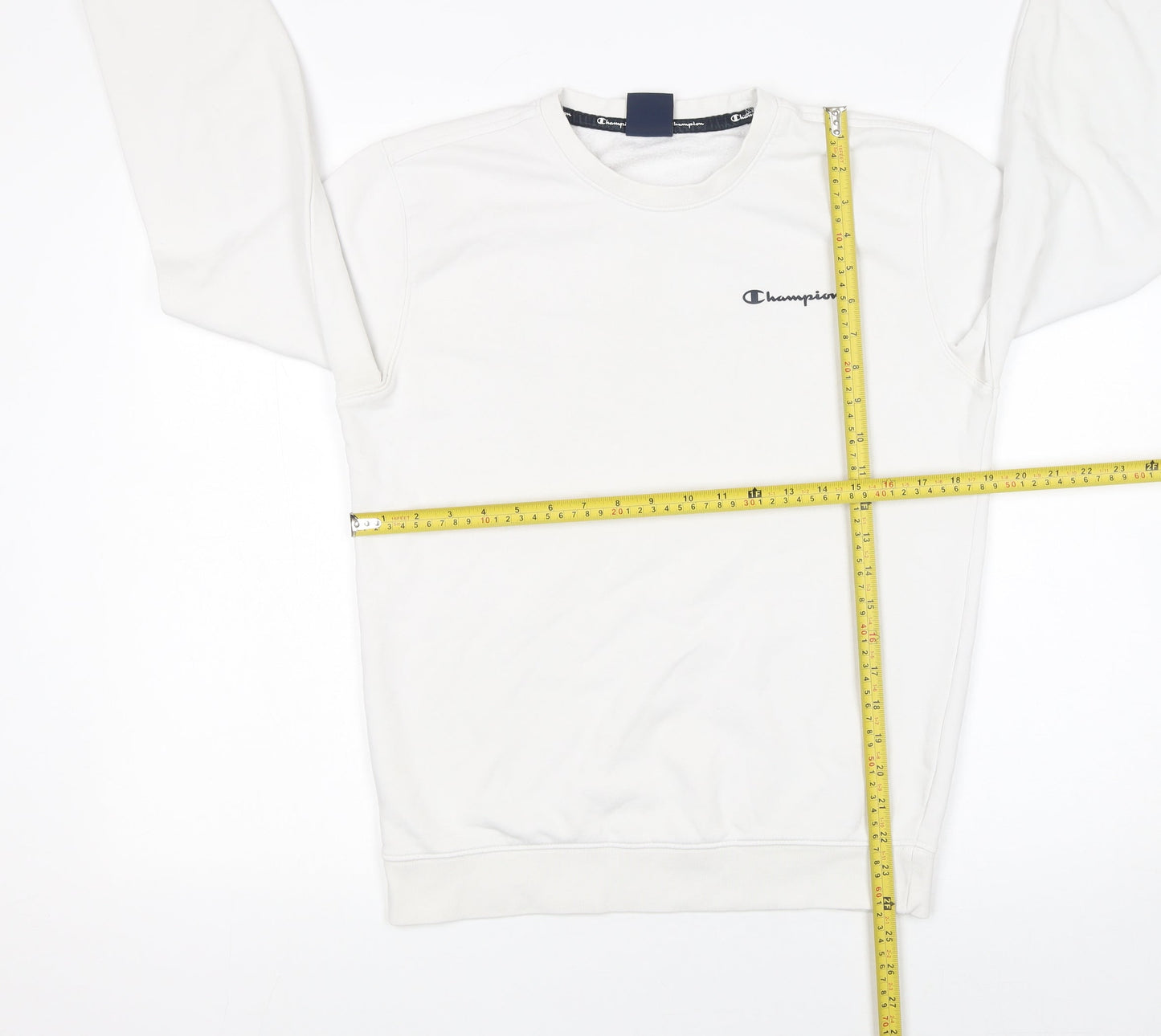 Champion Women's White Small Pullover Sweatshirt with Logo Detail