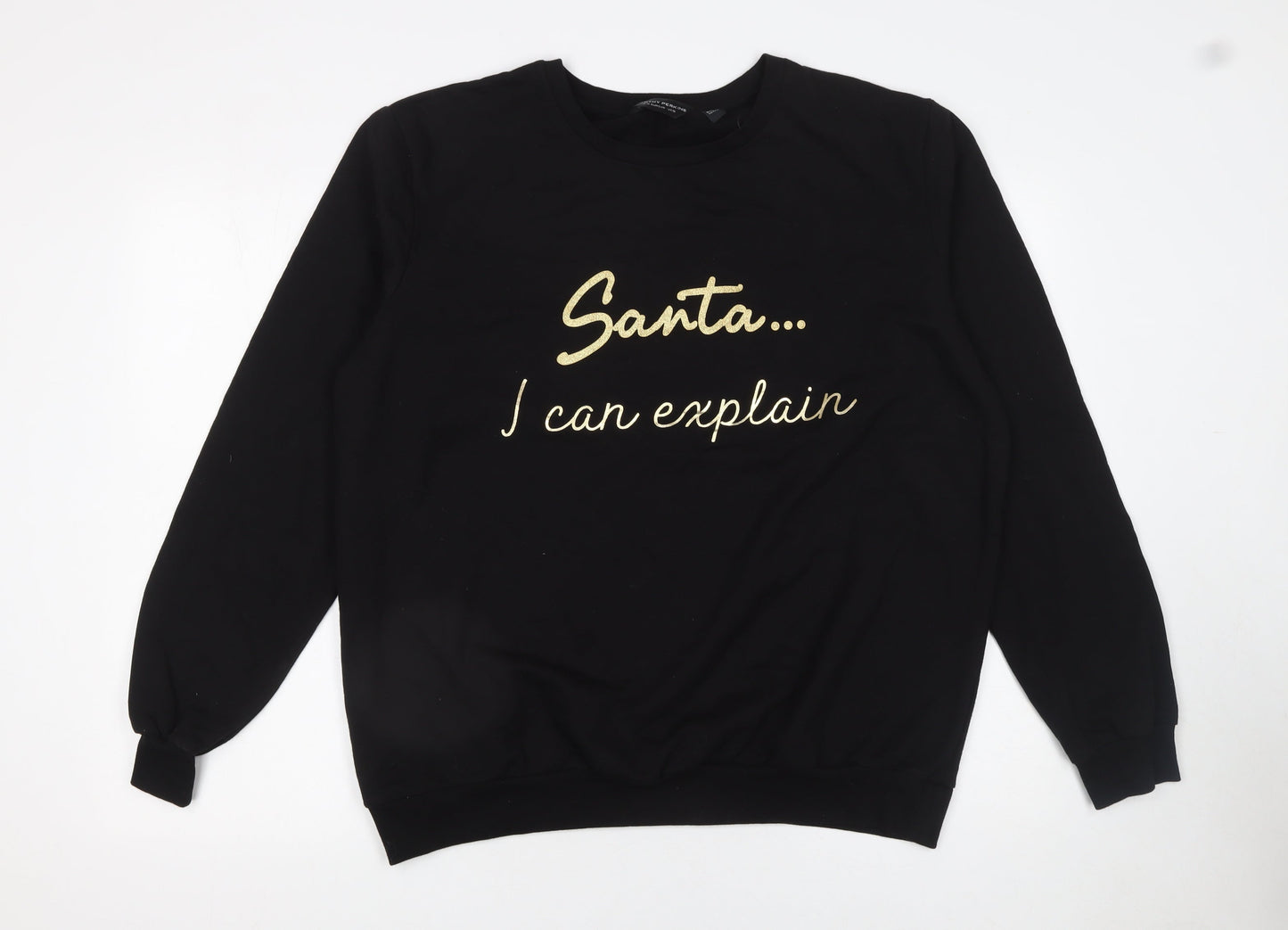 Dorothy Perkins Women Black Size 18 Christmas Sweatshirt Santa I Can Explain