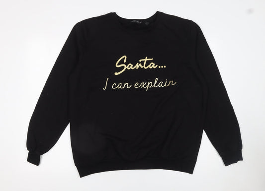 Dorothy Perkins Women Black Size 18 Christmas Sweatshirt Santa I Can Explain