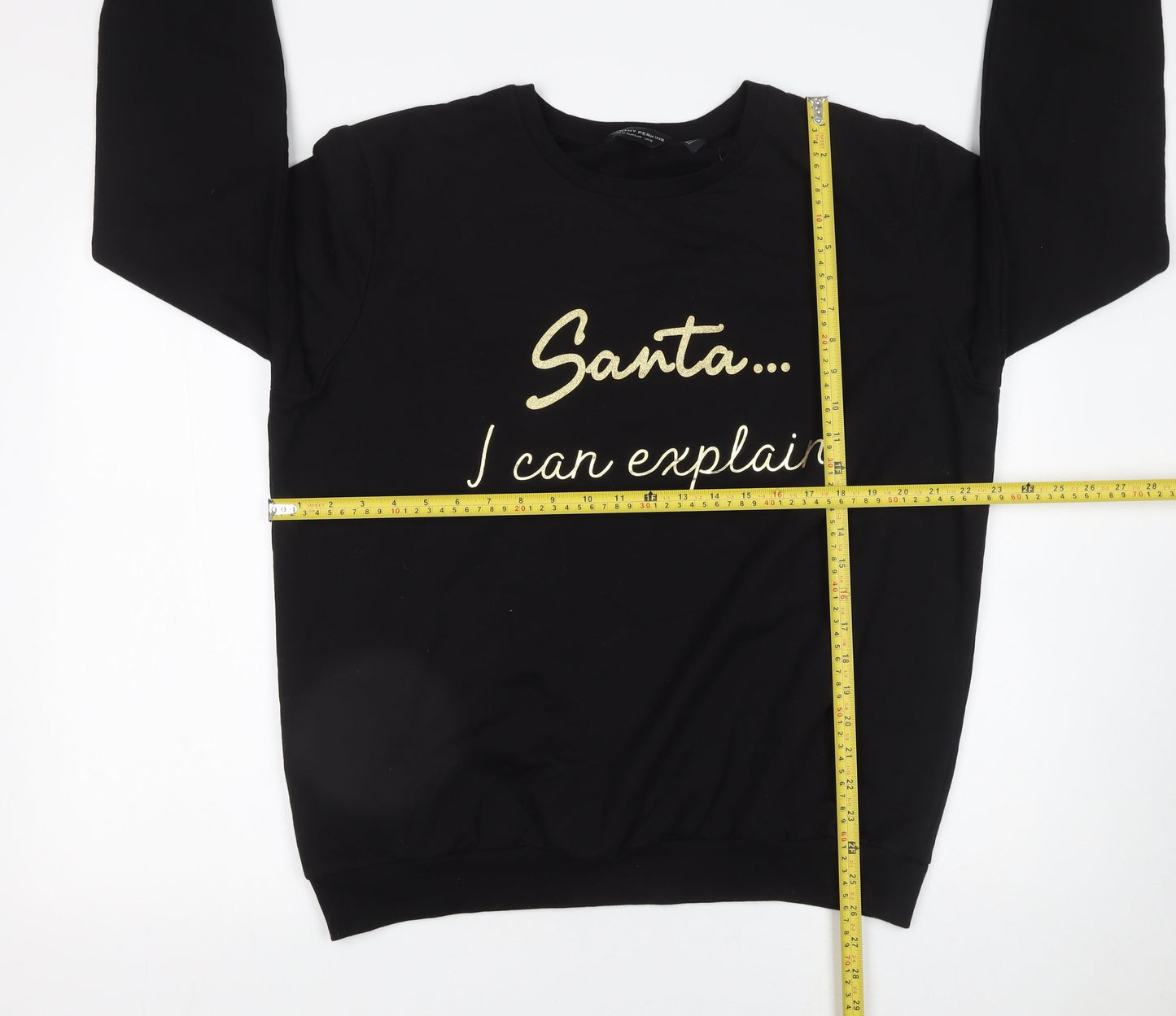 Dorothy Perkins Women Black Size 18 Christmas Sweatshirt Santa I Can Explain