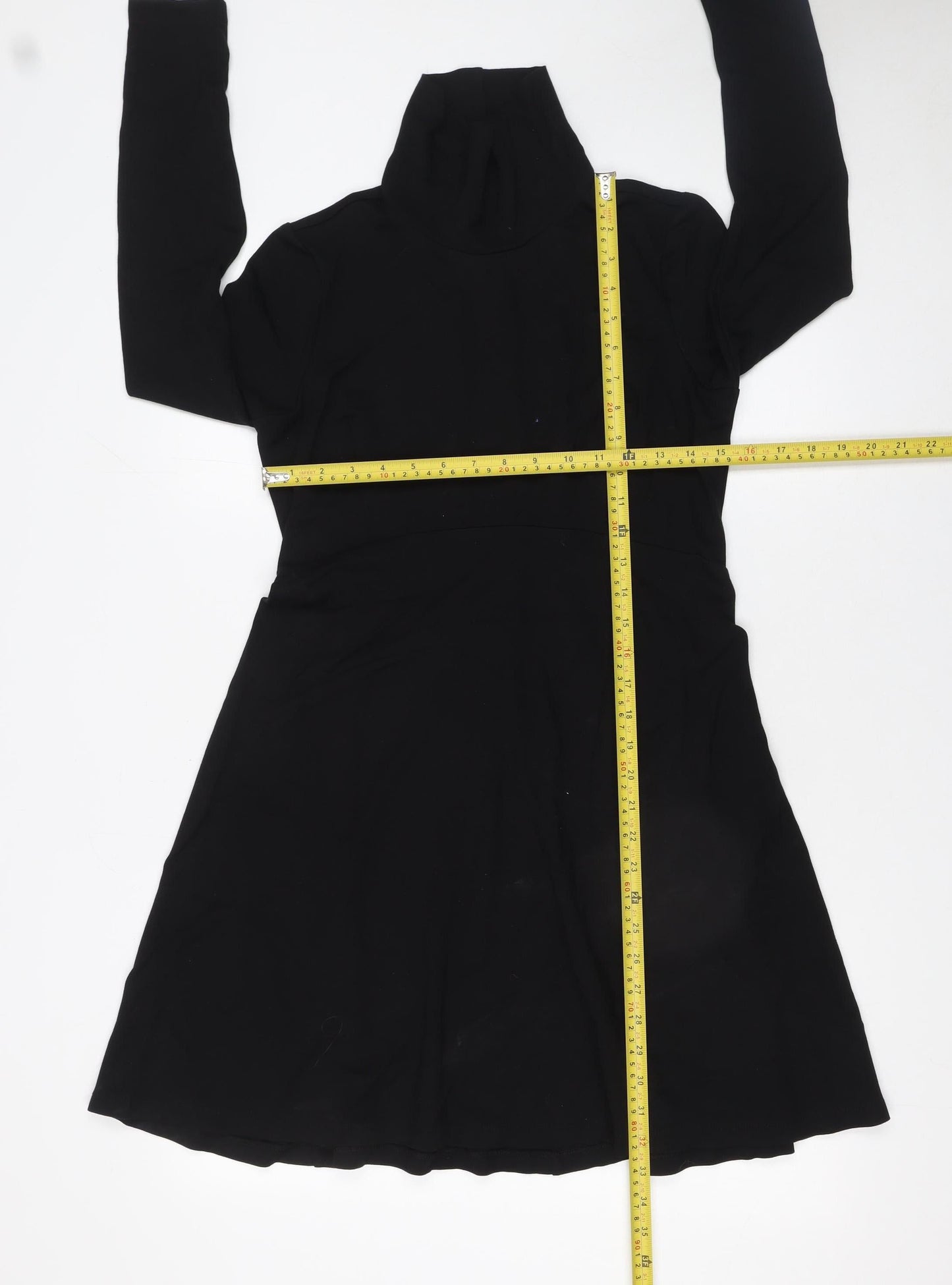 Seraphine Women Black Petite A-Line Roll Neck Jersey Dress UK 10
