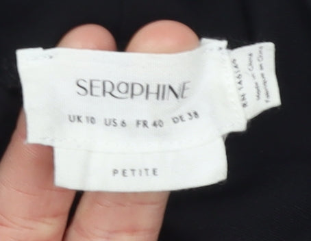 Seraphine Women Black Petite A-Line Roll Neck Jersey Dress UK 10