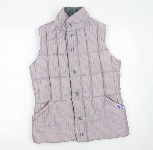 Vintage Puffa Women Beige Striped Padded Waistcoat S