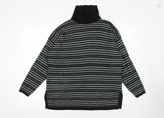 Planet Womens Black Striped Roll Neck Wool Blend Jumper Size M