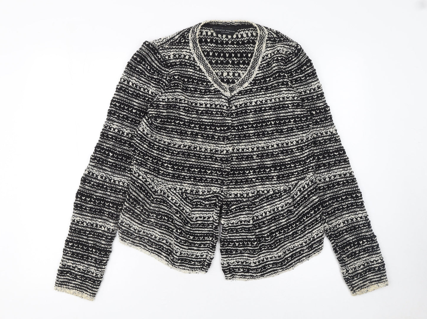 Dorothy Perkins Women’s Black Fair Isle Knit Cardigan Size 14