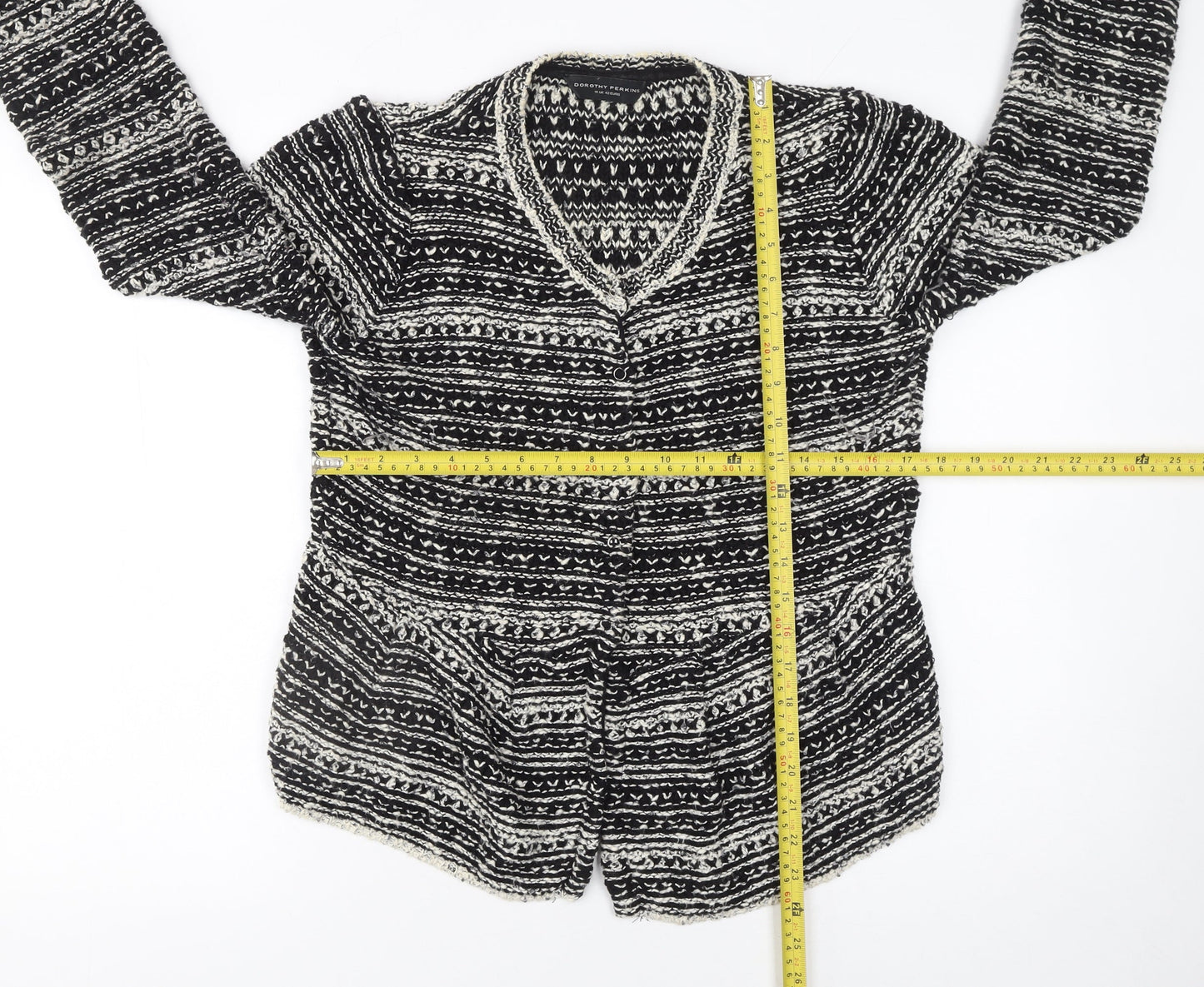 Dorothy Perkins Women’s Black Fair Isle Knit Cardigan Size 14