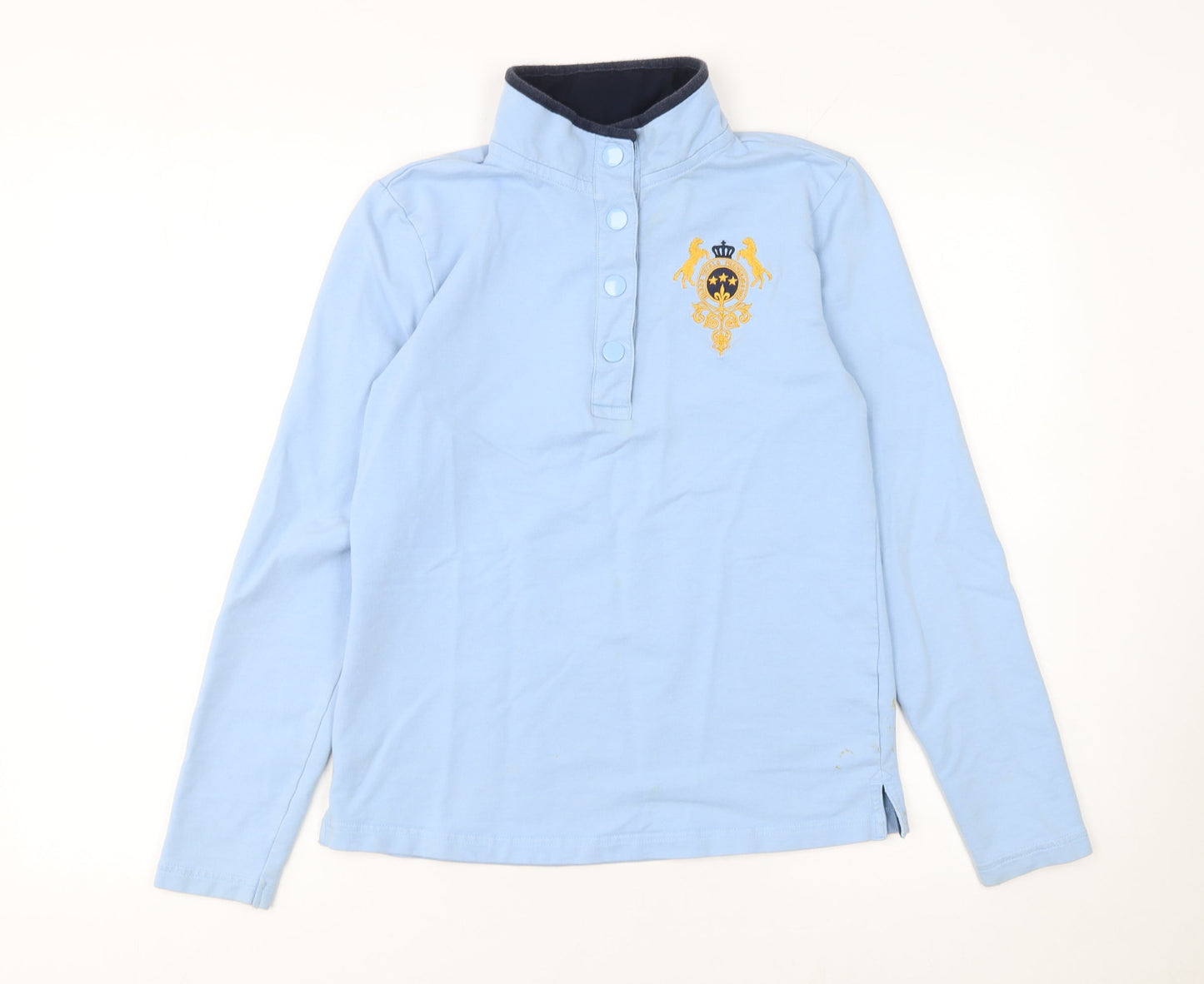 Equestrian Women's Light Blue Henley Hoodie Sweatshirt Size 8-10