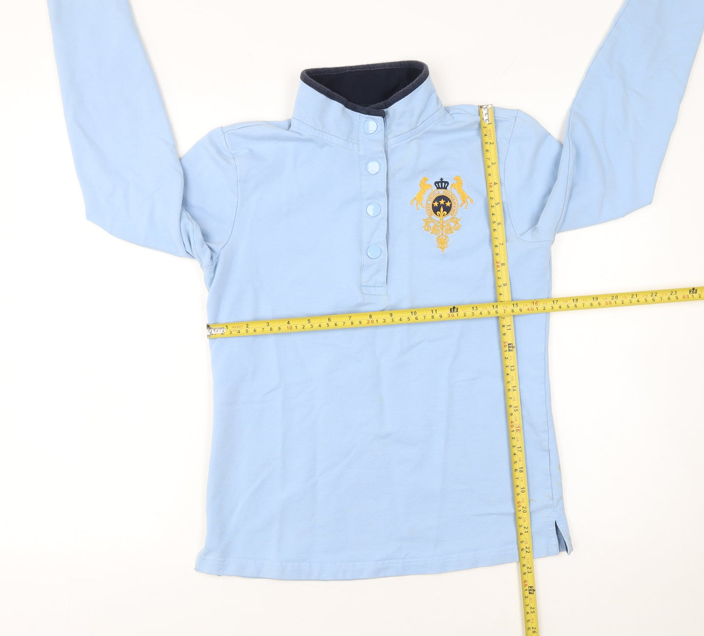 Equestrian Women's Light Blue Henley Hoodie Sweatshirt Size 8-10