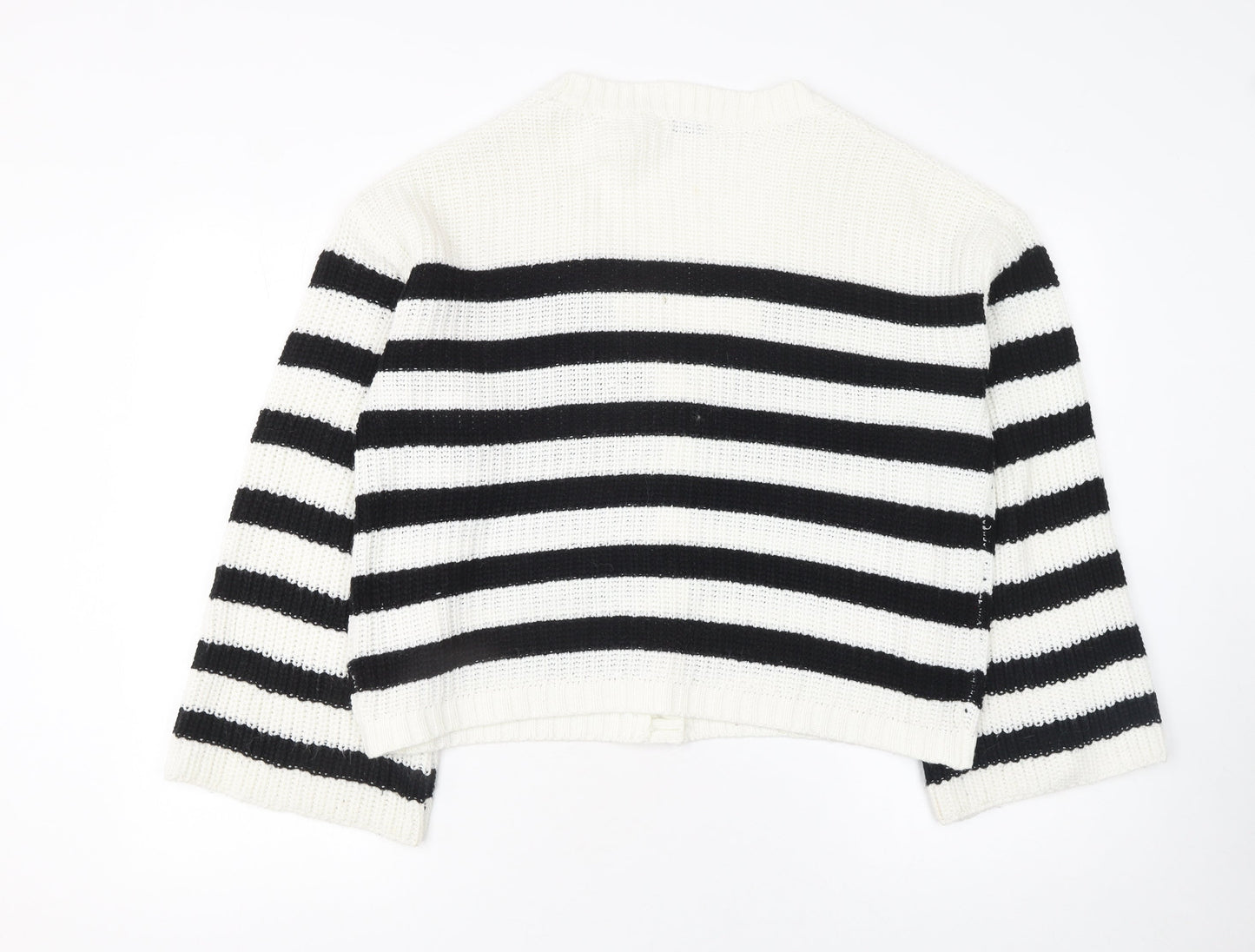 Brave Soul Women’s Black & White Striped Knit Cardigan Size L