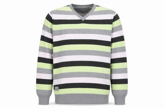 Debenhams Men's Multicoloured Stripe Cotton V-Neck Jumper Medium