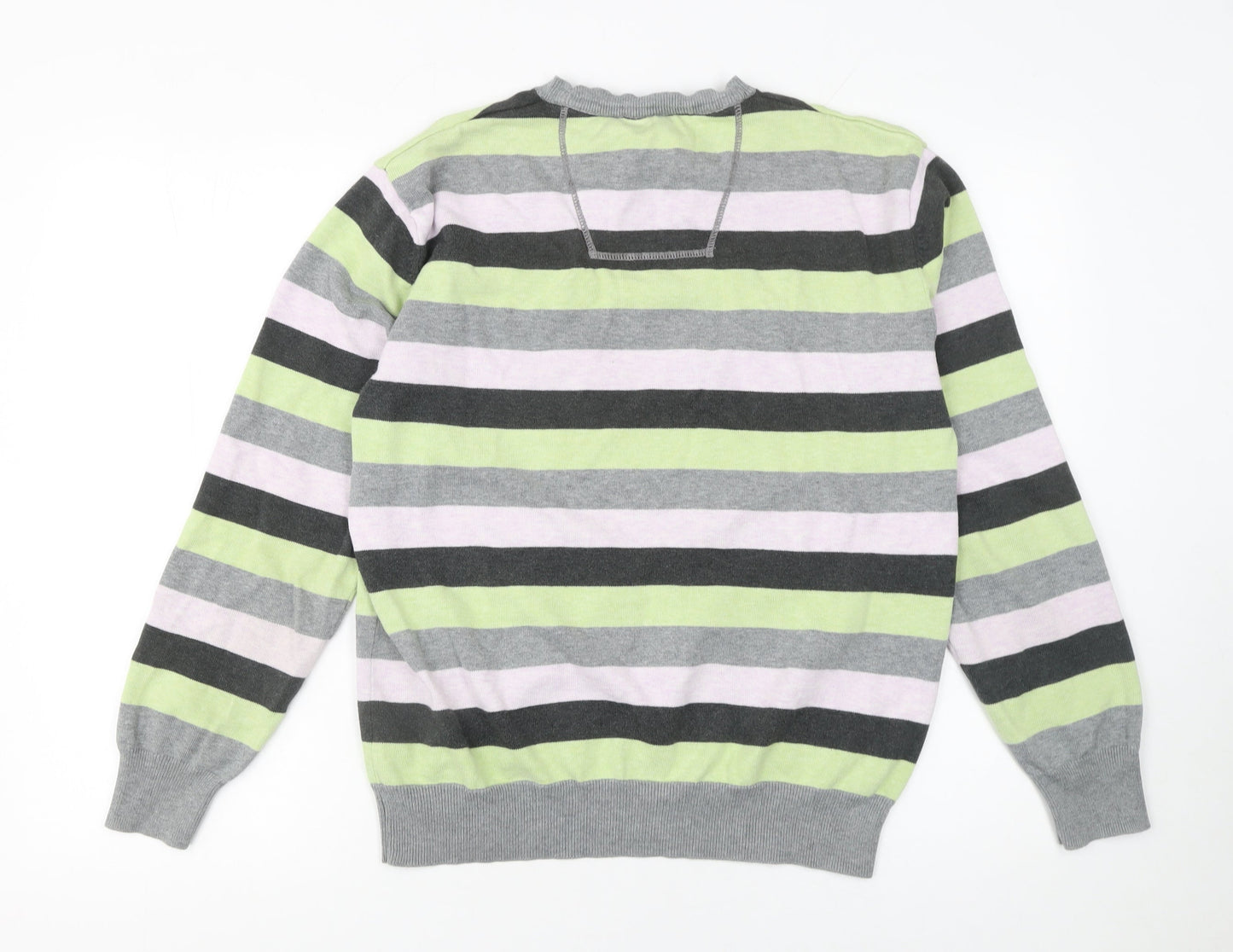 Debenhams Men's Multicoloured Stripe Cotton V-Neck Jumper Medium