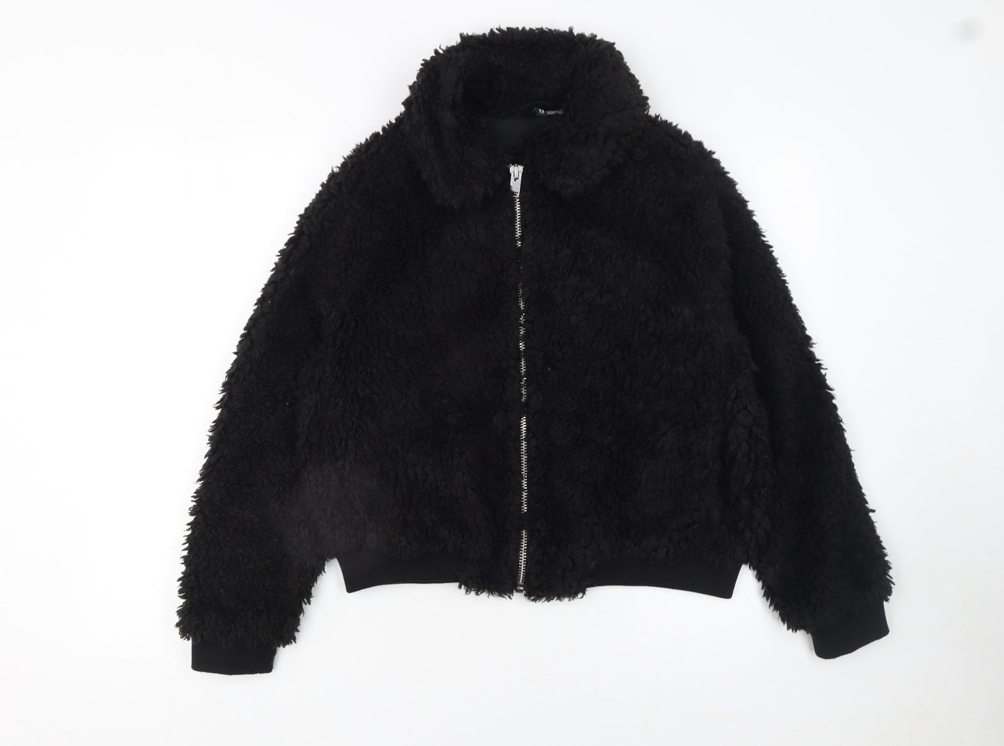 H&M Divided Women’s Black Faux Shearling Bomber Jacket Size M