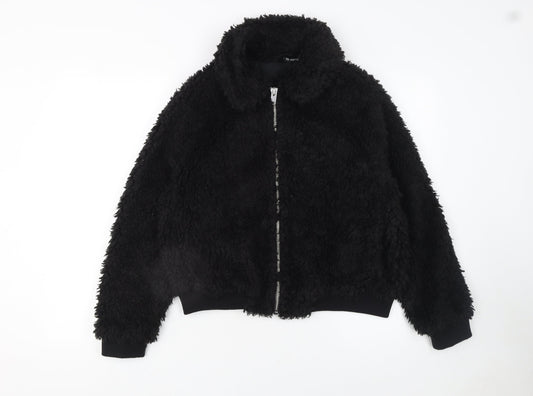 H&M Divided Women’s Black Faux Shearling Bomber Jacket Size M
