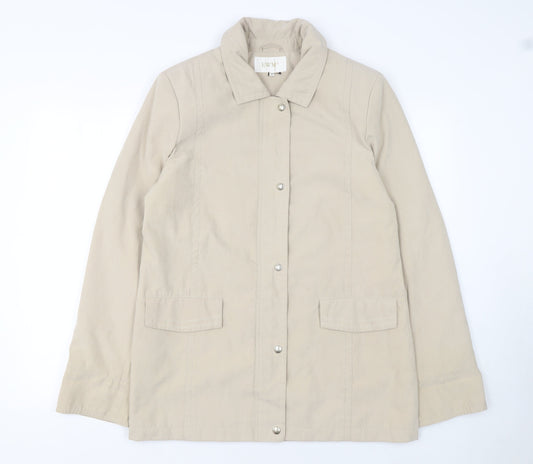 EWM Women’s Beige Mid-Length Casual Jacket Size 12 Polyester Blend