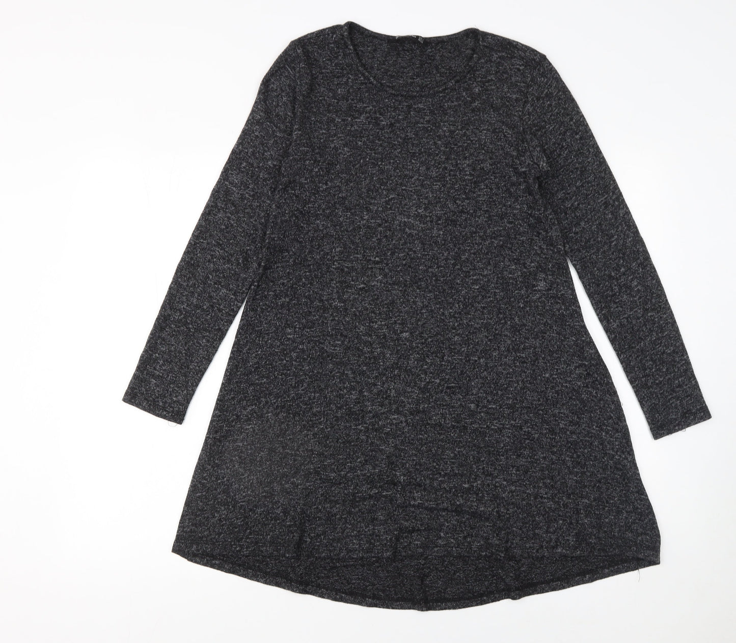 Stradivarius Women Grey Long Sleeve Knit Shift Dress Size S
