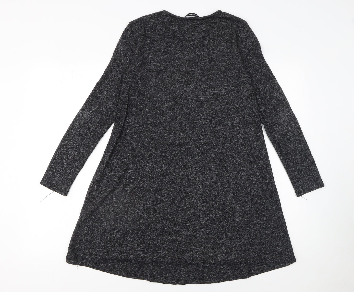 Stradivarius Women Grey Long Sleeve Knit Shift Dress Size S