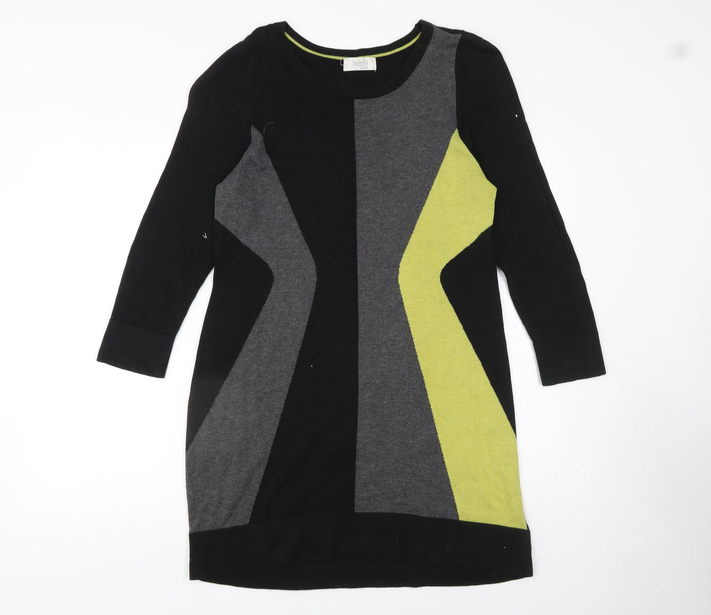 Wallis Petite Womens Black Grey Green Knit Bodycon Dress L