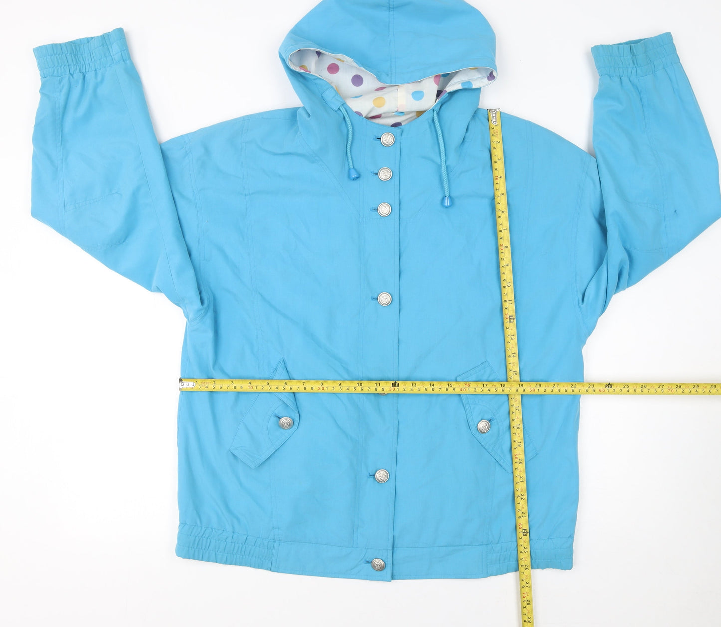 Telemac Women Blue Hooded Mid-Length Jacket Size 12