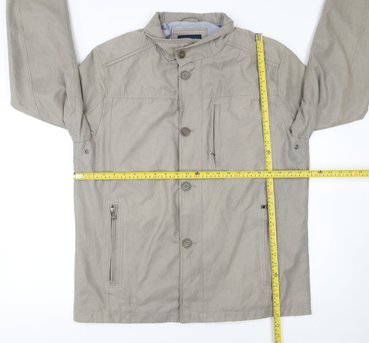 Jupiter Men's Beige Stand-Up Collar Mid-Length Jacket Size 40