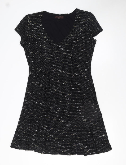 Great Plains Women Black Glitter Knit Shift Dress XL