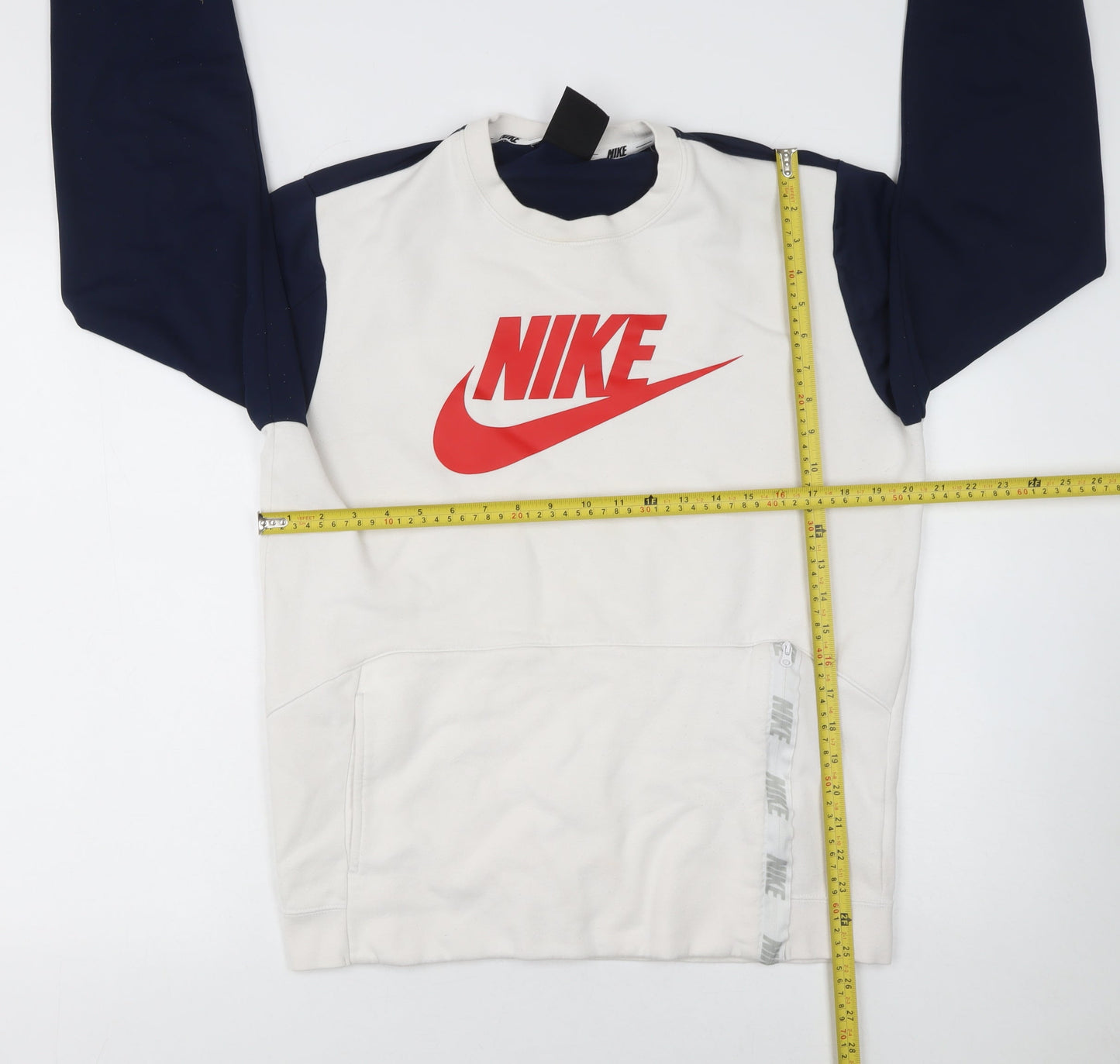 Nike Men's White Pullover Sweatshirt M Logo Sports Crew Neck