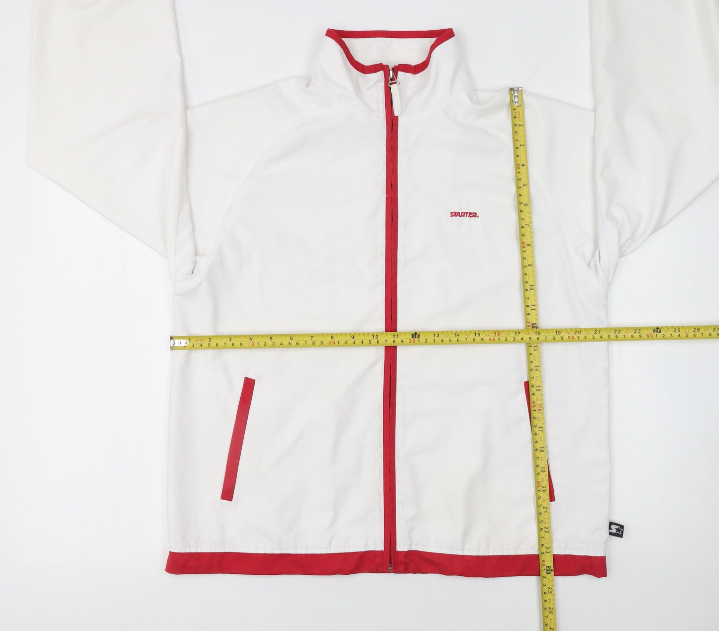 Starter Womens White Red Trim Track Jacket Size 16 Lightweight Sportswear
