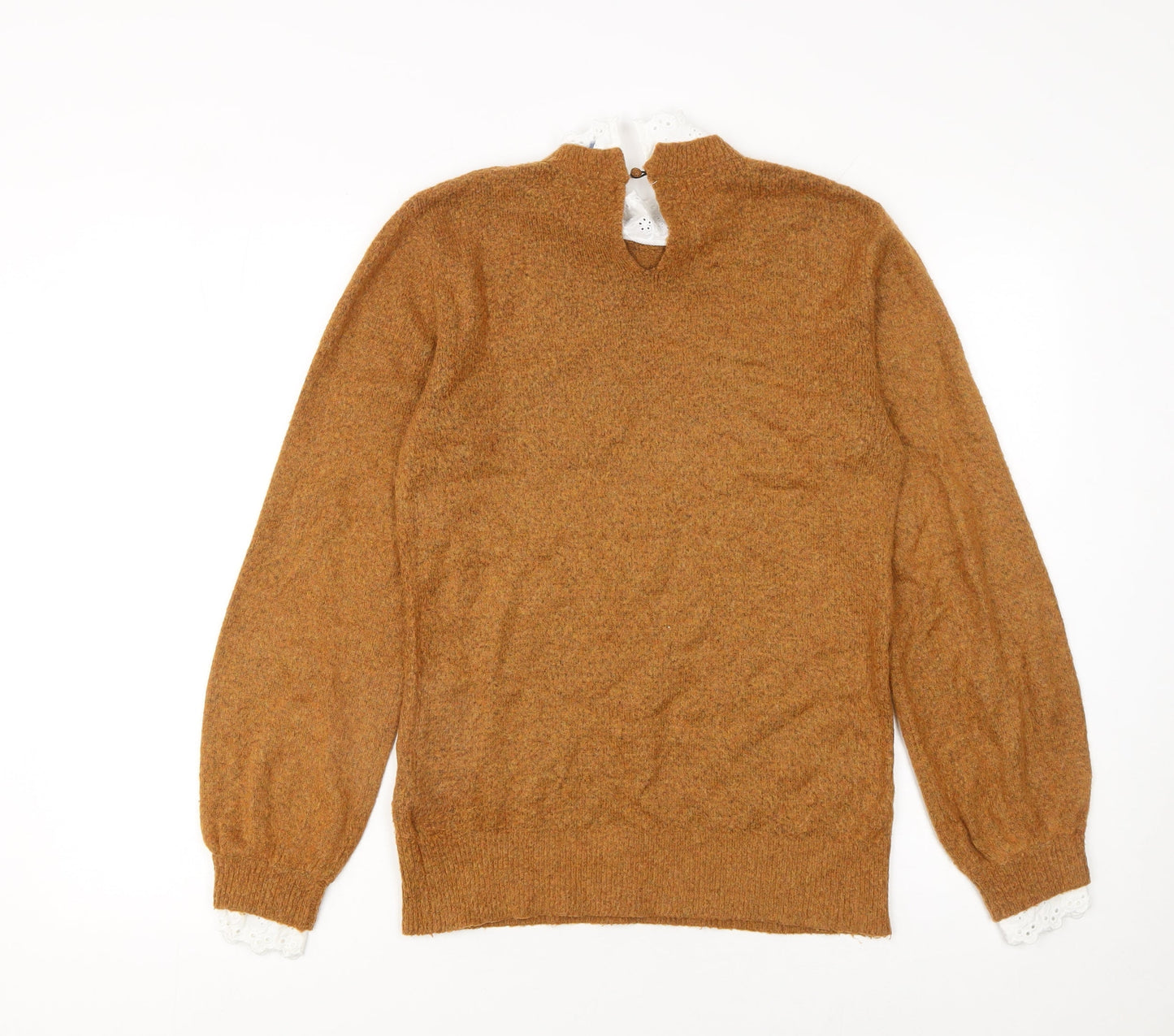 White Stuff Women’s Brown Wool Blend High Neck Jumper Size 6
