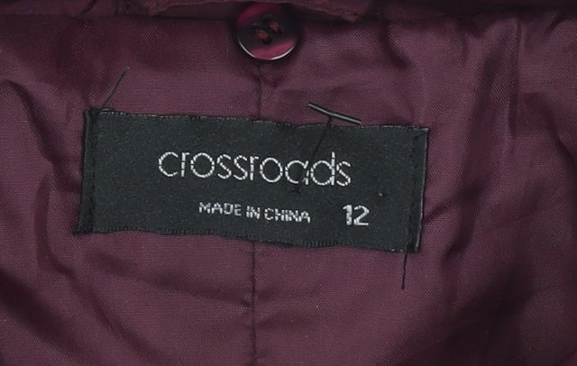 Crossroads Womens Red Quilted Belted Jacket Size 12