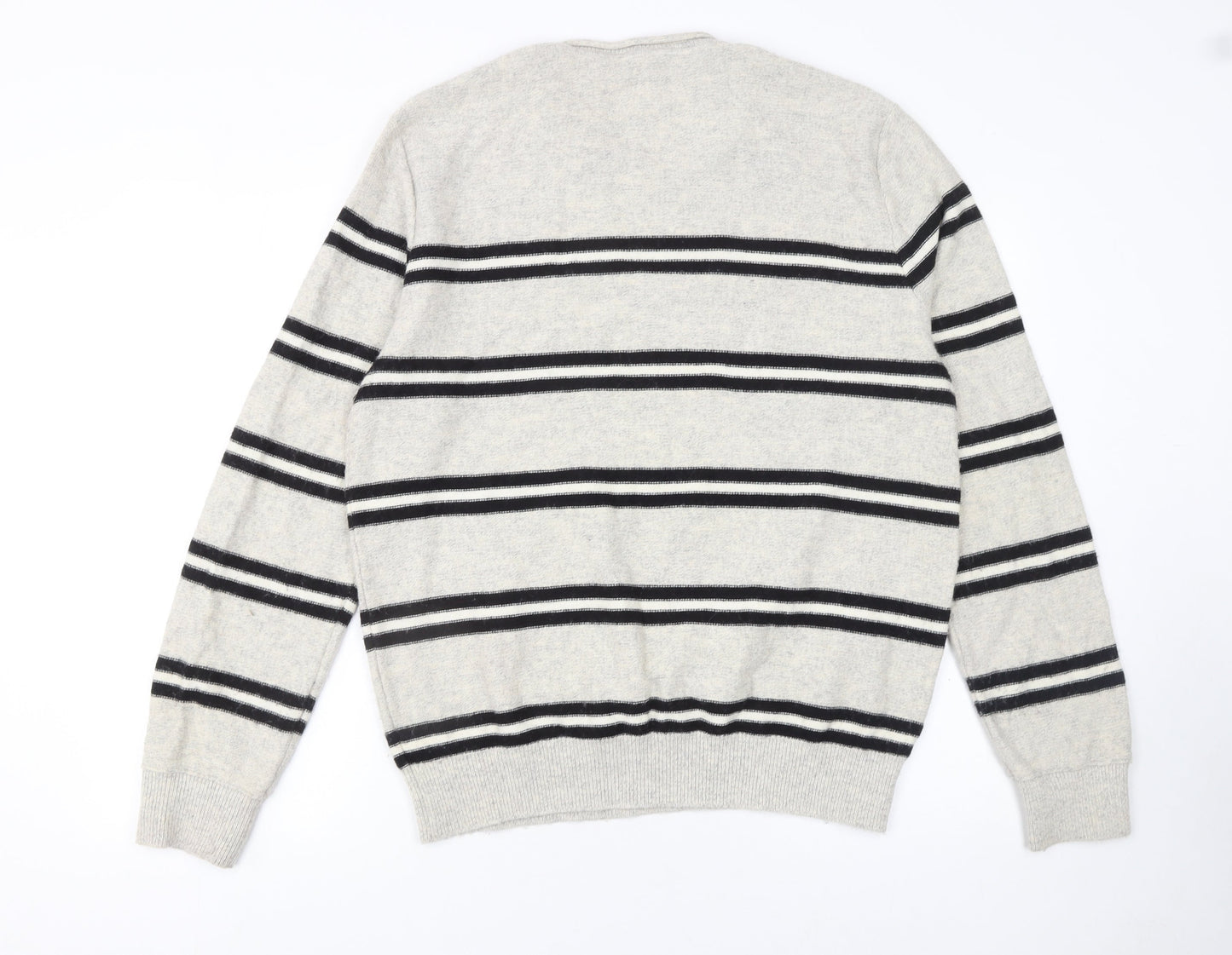 GAP Men’s Grey Striped Wool Crew Neck Jumper Size L