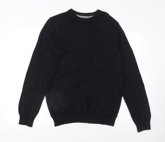 Maine New England Mens Black Cotton Crew Neck Jumper Medium