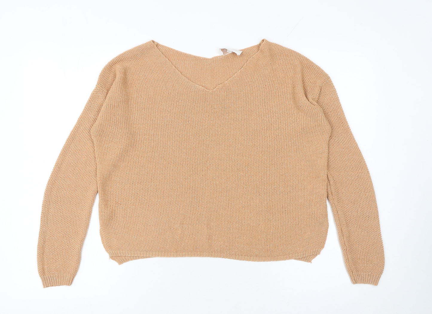 Grace & Mila Women’s Beige V-Neck Knit Pullover Jumper Size L