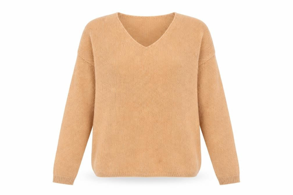 Grace & Mila Women’s Beige V-Neck Knit Pullover Jumper Size L