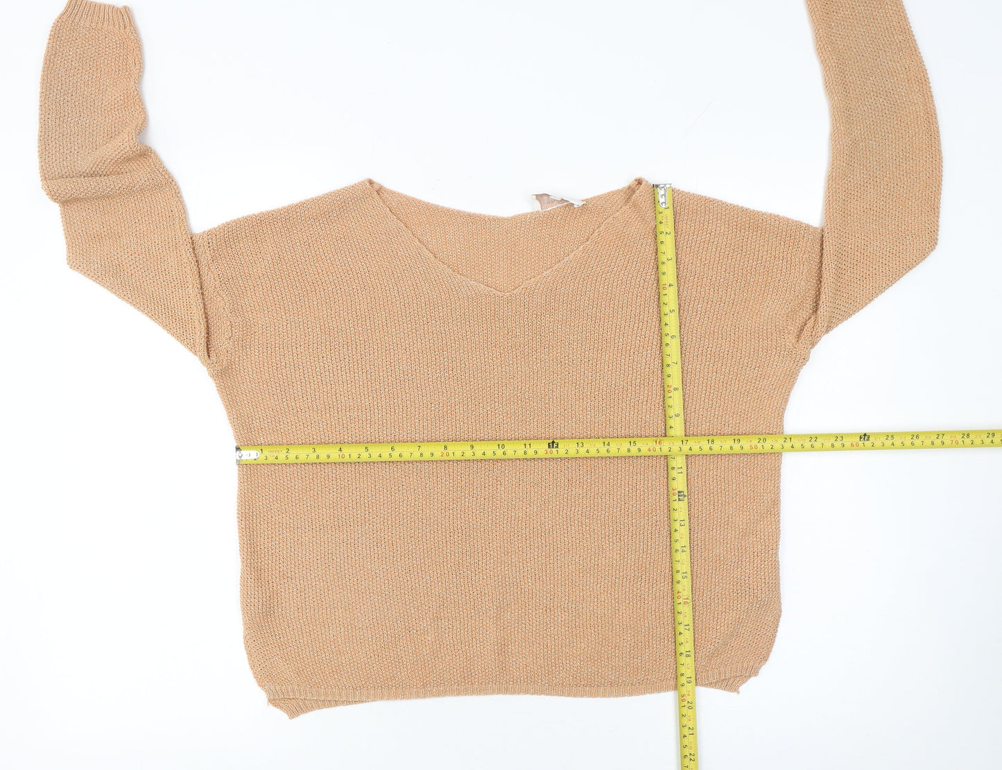 Grace & Mila Women’s Beige V-Neck Knit Pullover Jumper Size L