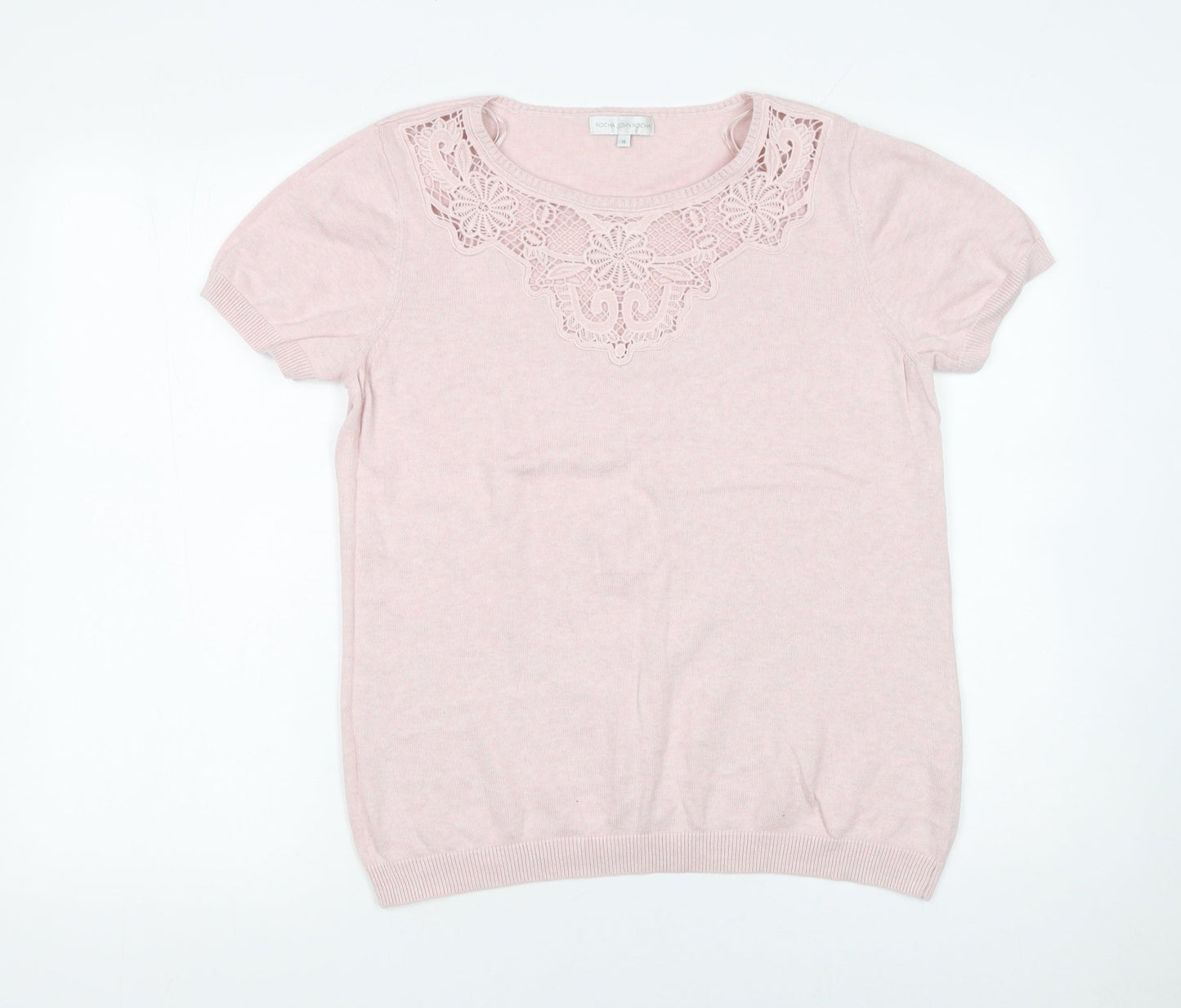 Rocha John Rocha Women Pink Cotton Short Sleeve Jumper Size 16