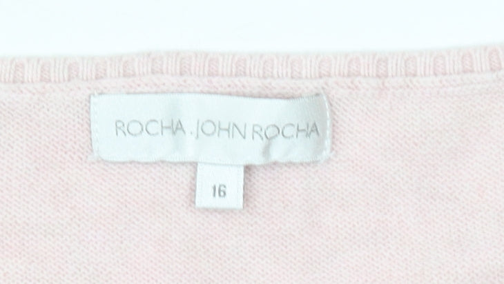 Rocha John Rocha Women Pink Cotton Short Sleeve Jumper Size 16