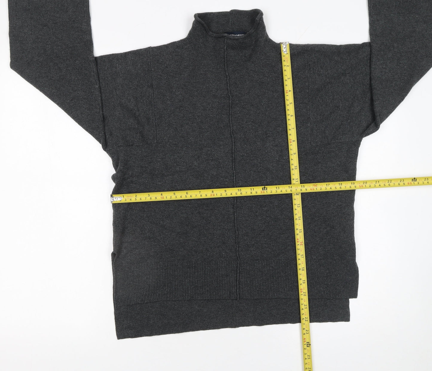 French Connection Women’s Grey XS Mock Neck Zip Knit Jumper