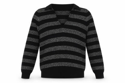 Marks & Spencer Women’s Black Striped Collared Pullover Jumper Size S