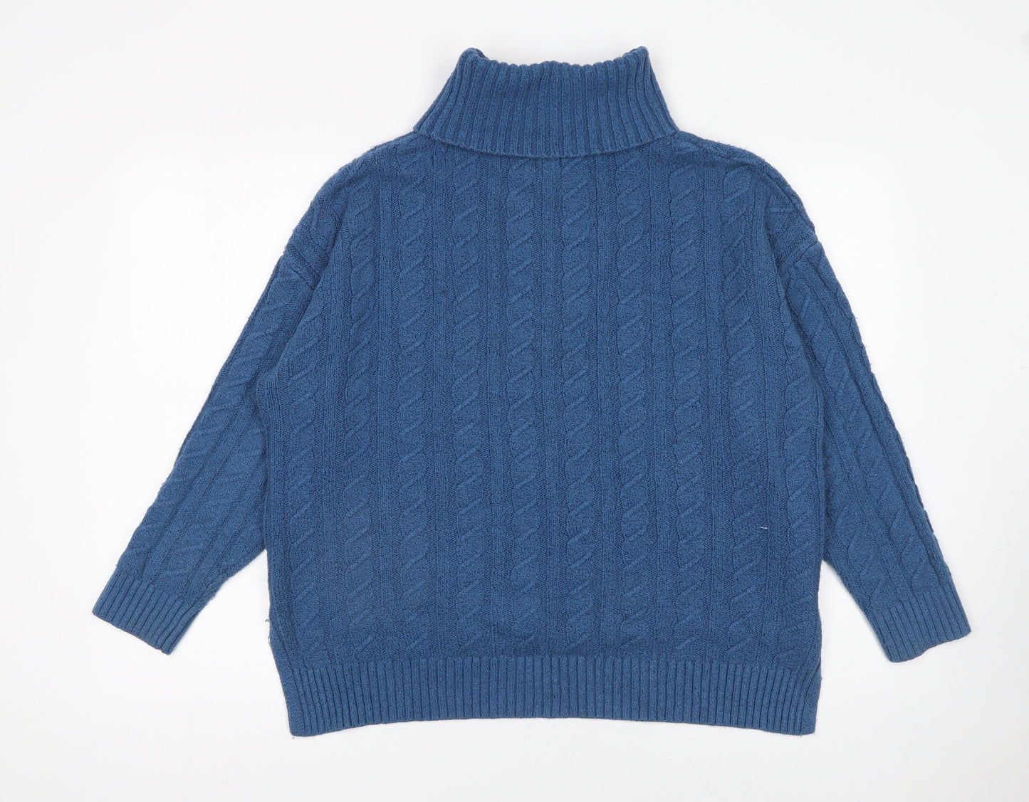 Joie Womens Blue Cable-Knit Roll Neck Jumper Size L