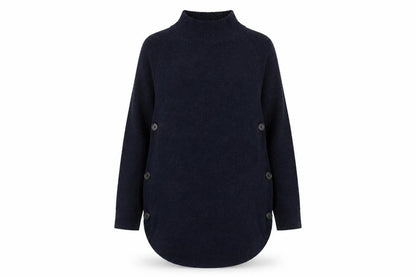 Next Women's Navy Mock Neck Button Side Knit Jumper XS