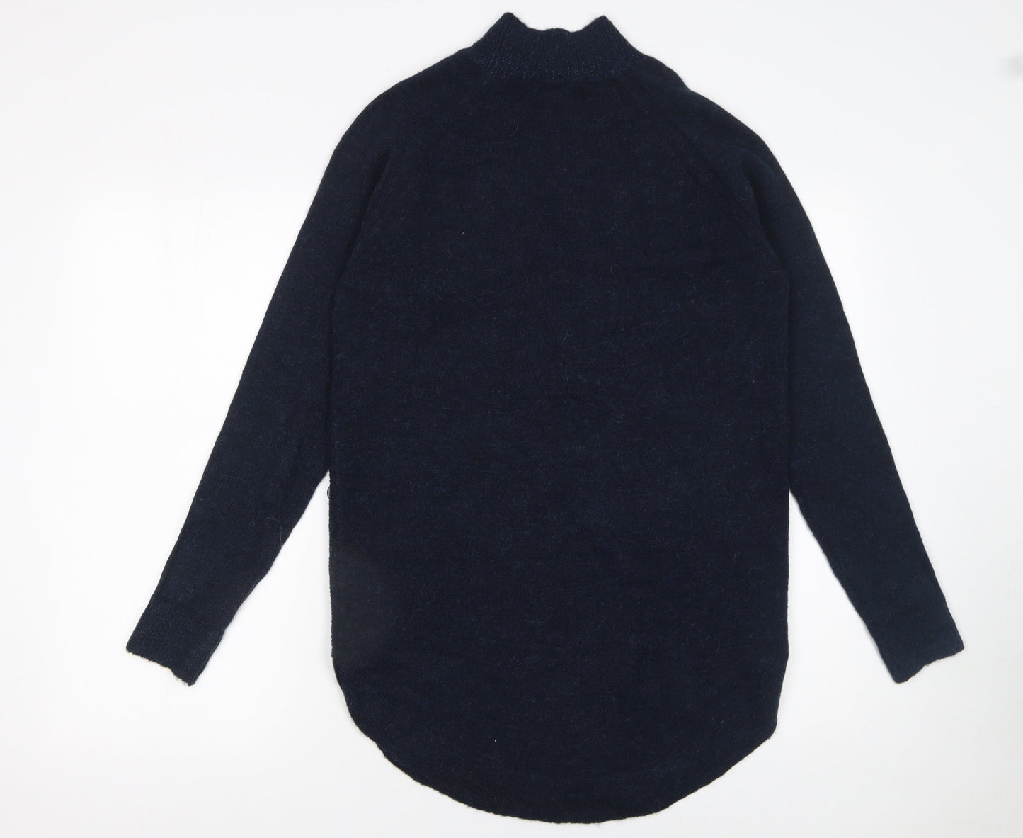 Next Women's Navy Mock Neck Button Side Knit Jumper XS