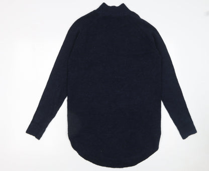 Next Women's Navy Mock Neck Button Side Knit Jumper XS