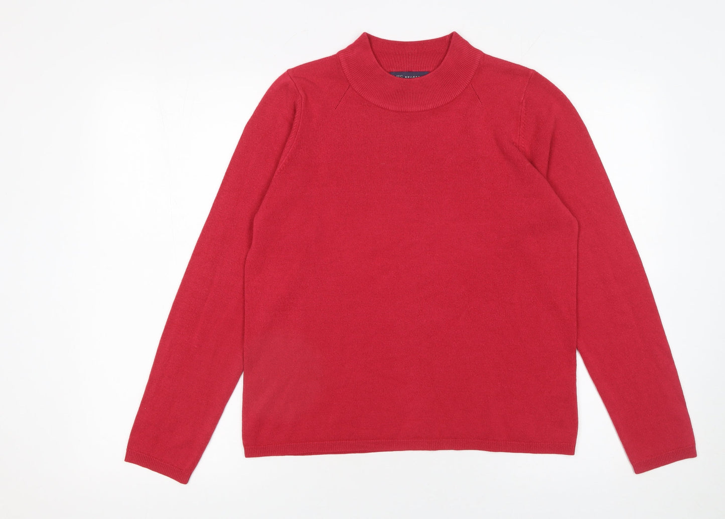 Marks and Spencer Womens Red Mock Neck Jumper Size 14 Acrylic Knit
