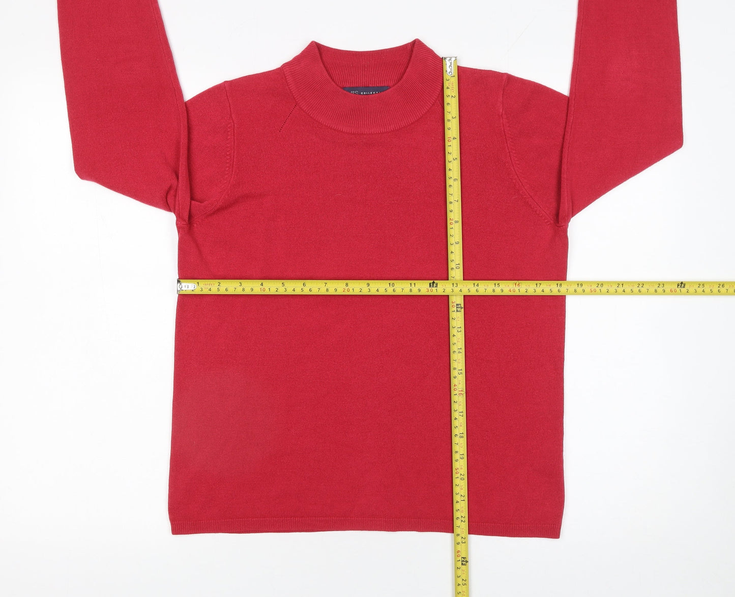 Marks and Spencer Womens Red Mock Neck Jumper Size 14 Acrylic Knit