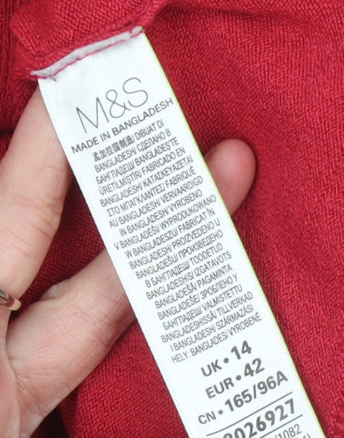 Marks and Spencer Womens Red Mock Neck Jumper Size 14 Acrylic Knit